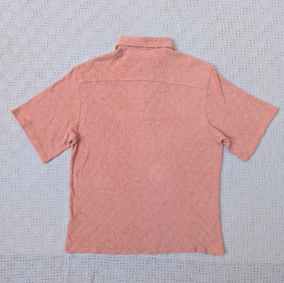 MISBHV Monogram Towelling Men's Pink Cotton Polo Sort Sleeve Size M - Picture 3 of 7